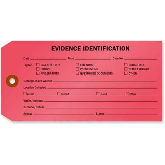 Evidence Identification Tag, 25 Tags/Pack, 6.25" x 3.125"