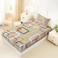 thumbnail image 5 of Castle Fairy Mid Century Square Frame Twin Sheets 3pcs,Retro Overlapping Geometric Bedding,Taupe Orange Yellow,1 Flat Sheet, 1 Fitted Sheet and 1 Pillowcase, 5 of 7
