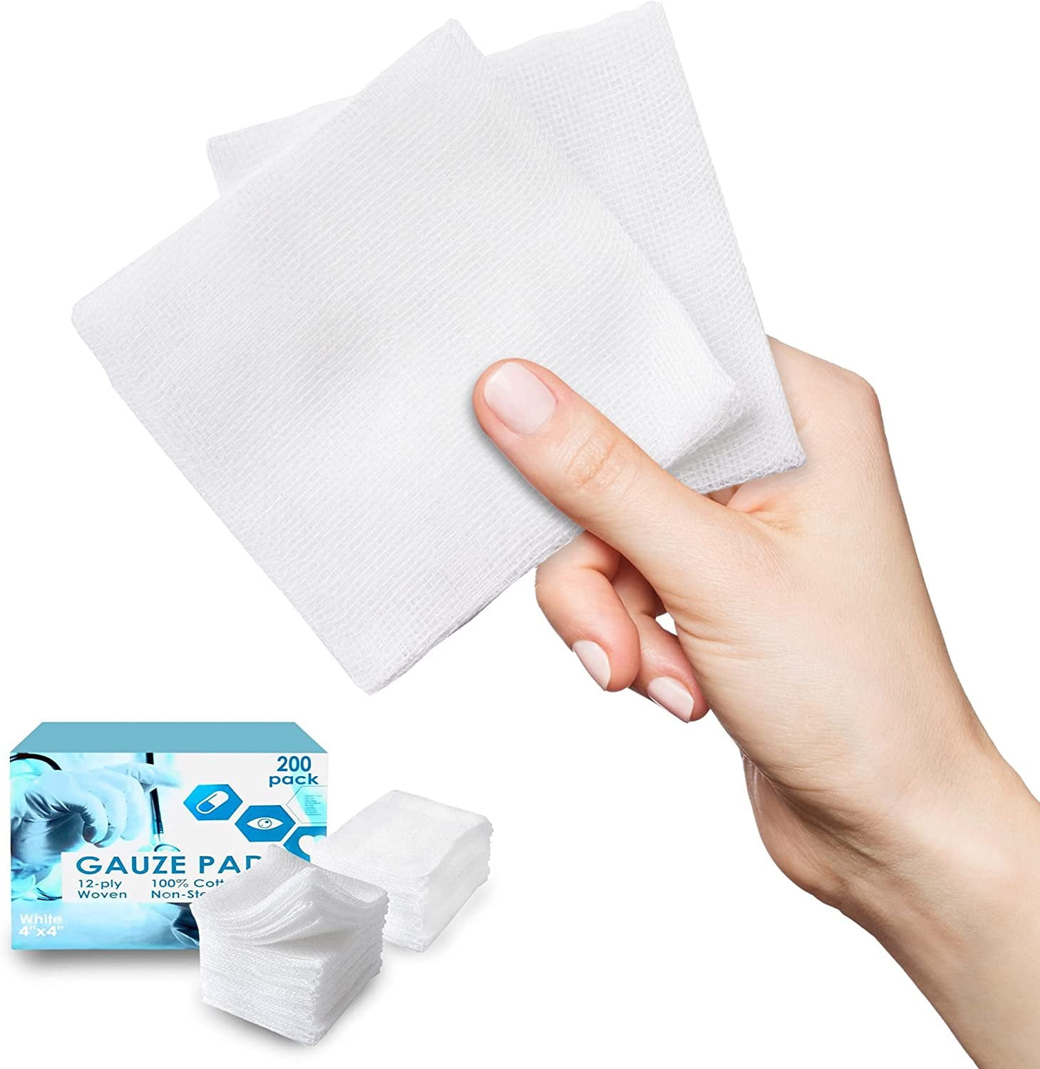 Non Sterile Gauze Pads 4x4 Inches, Pack of 200 Disposable Non Adhesive