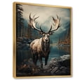 thumbnail image 2 of Designart "Coastal Wanderer Grey Moose wall decor" Animals Floater Framed Canvas Print, 2 of 7