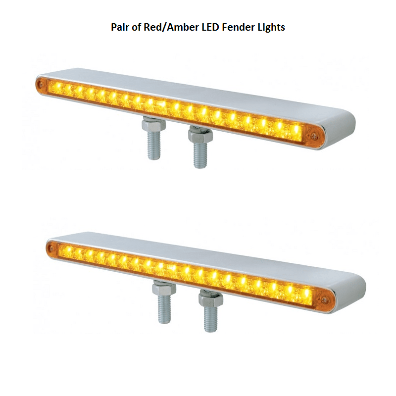 Amber & Red LED/Amber & Red Lens United Pacific 37944 19 LED Reflector Double Face Light Bar 