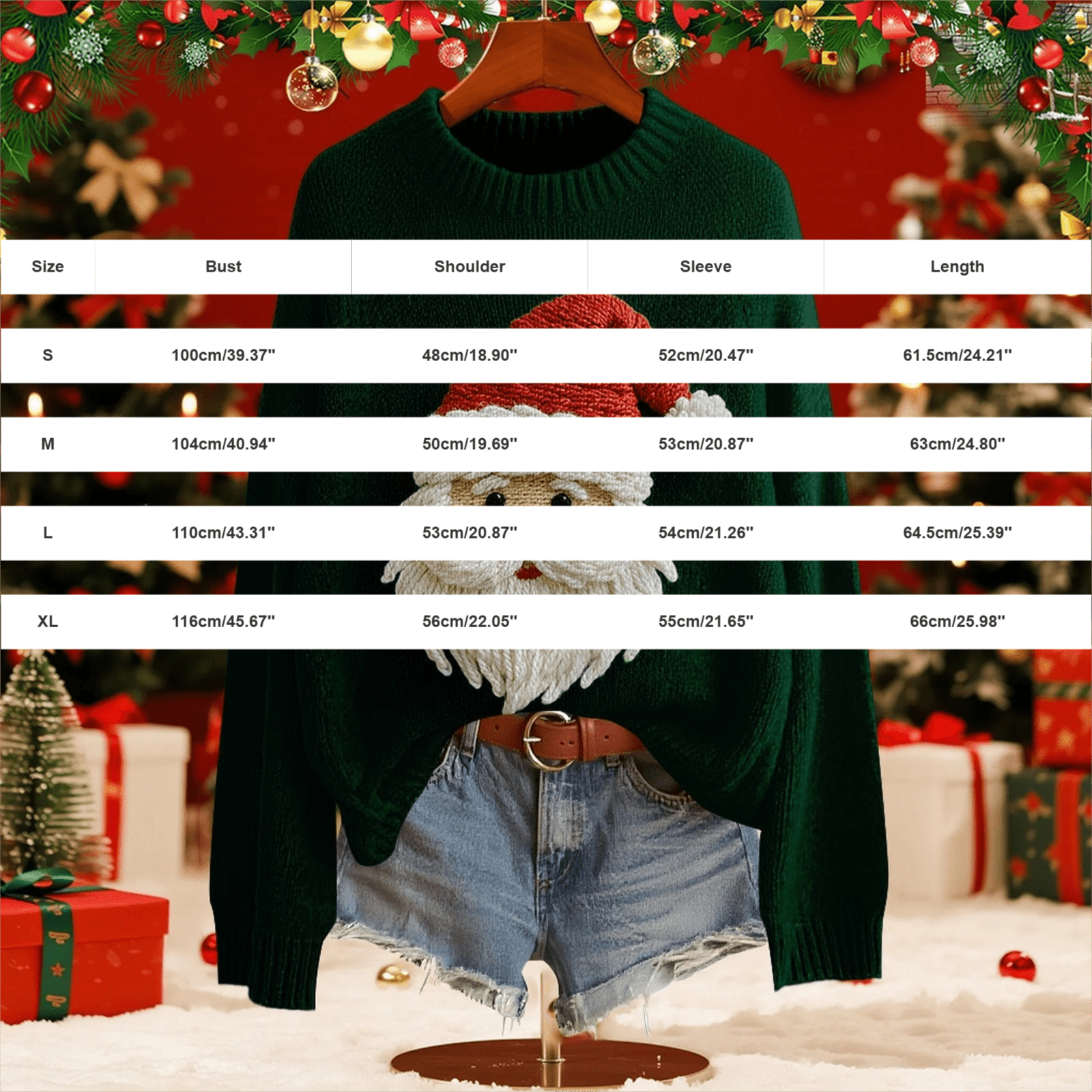 BODOAO Christmas Sweater for Women Retro Cute Santa Claus Graphic Long Sleeve Knitted Crew Neck Xmas Pullover Tops Novelty Funny Creweck Knit Pullover Sweaters Holiday Party Graphic Sweatshirts