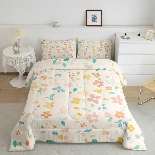 Erosebridal Ensembles de Couettes Florales Colorées à Fleurs, Couettes et Duvets Botaniques Fleurs et Feuilles Super Douillets 2 Pcs