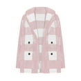 thumbnail image 4 of DPTALR Women's Long Sleeve Double-Breasted Flannel Fleece Coat,Solid Plaid,Slant Pockets,Pink,Size M, 4 of 9
