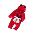 thumbnail image 2 of ZAXARRA Baby Christmas Jumpsuit, Reindeer Hooded Long Sleeve Romper, 2 Colors, 2 of 7