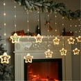 thumbnail image 2 of Rosnek Christmas Curtain String Lights, Hanging Lights with Santa Claus Christmas Tree Reindeer Ornaments, USB/Battery Powered Window Lights for Home Indoor Holiday Christmas Party, 2 of 9