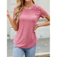 thumbnail image 6 of jinghuiyue Women’s Short Sleeve Shirts Dressy Lace Smocked Summer Tops Trendy Casual T shirts Cute Work Blouses M, 6 of 7
