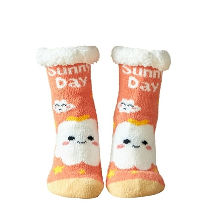 

QWERTYU Non Slip Fluffy Slipper Socks Thick Soft Warm Cozy Fuzzy Socks for Women 41 Yellow