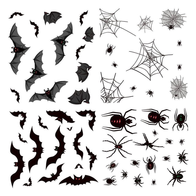 Pegatinas de murciélago de Halloween Web Bat sin pegamento gótico aterrador 3D pegatinas de ventana de miedo decoración de pared para decoración de co