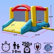 Sportspower inflatable bounce house with slide for kids, indoor outdoor bouncy castle jumper, blow up jump house with air blower, backyard playground, ASTM certified, Heavy Duty, My first Jump N Play