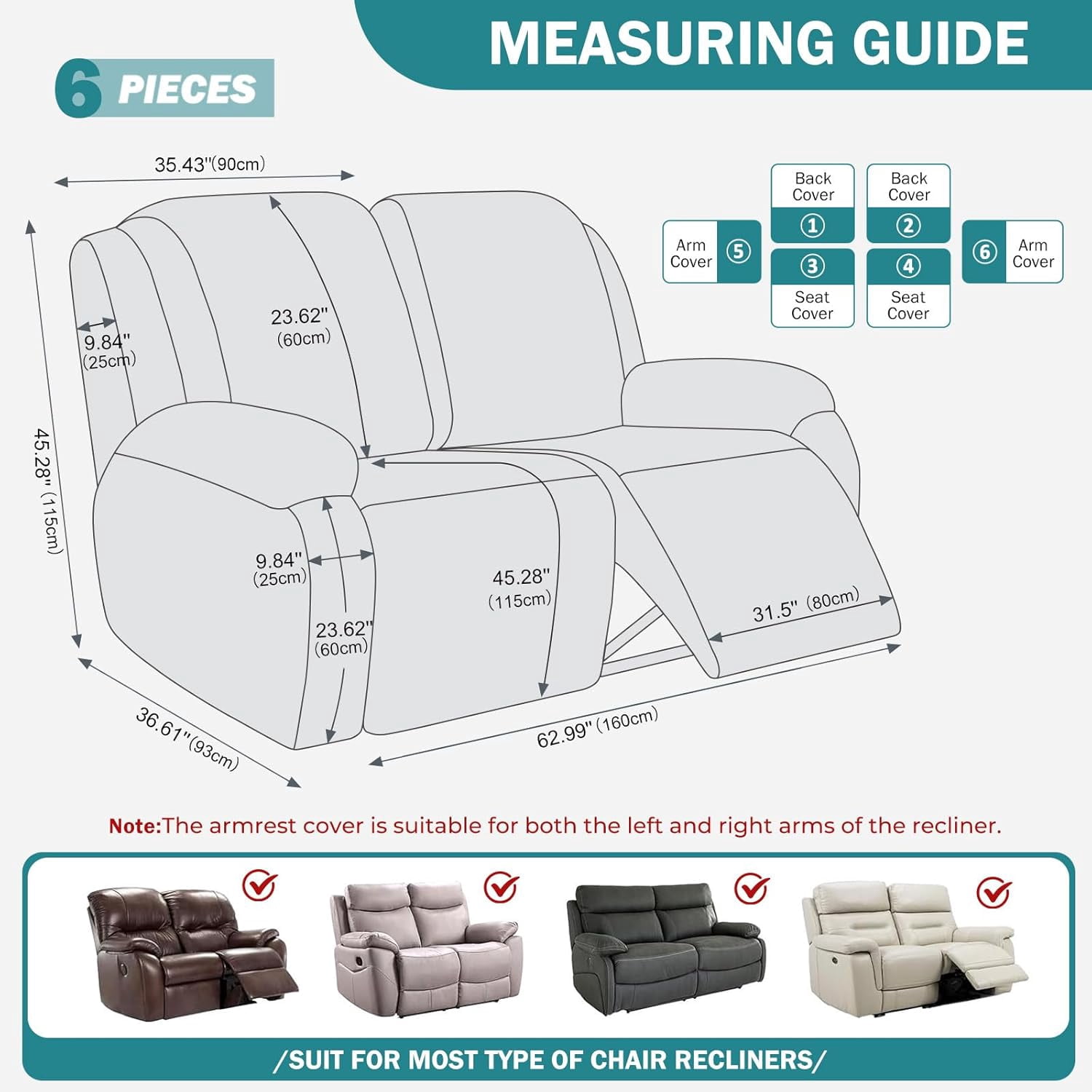 Diamond Recliner Sofa Covers 10-Pieces Stretch Large RV Couch Covers for 4 Seats Reclining Slipcovers Soft Solid Furniture Protector (Dark Coffee,4 Seat)