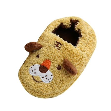 

Povozer Baby Girl s Soft Plush Slippers Cartoon Warm Winter House Shoes(Light Yellow 8.5)