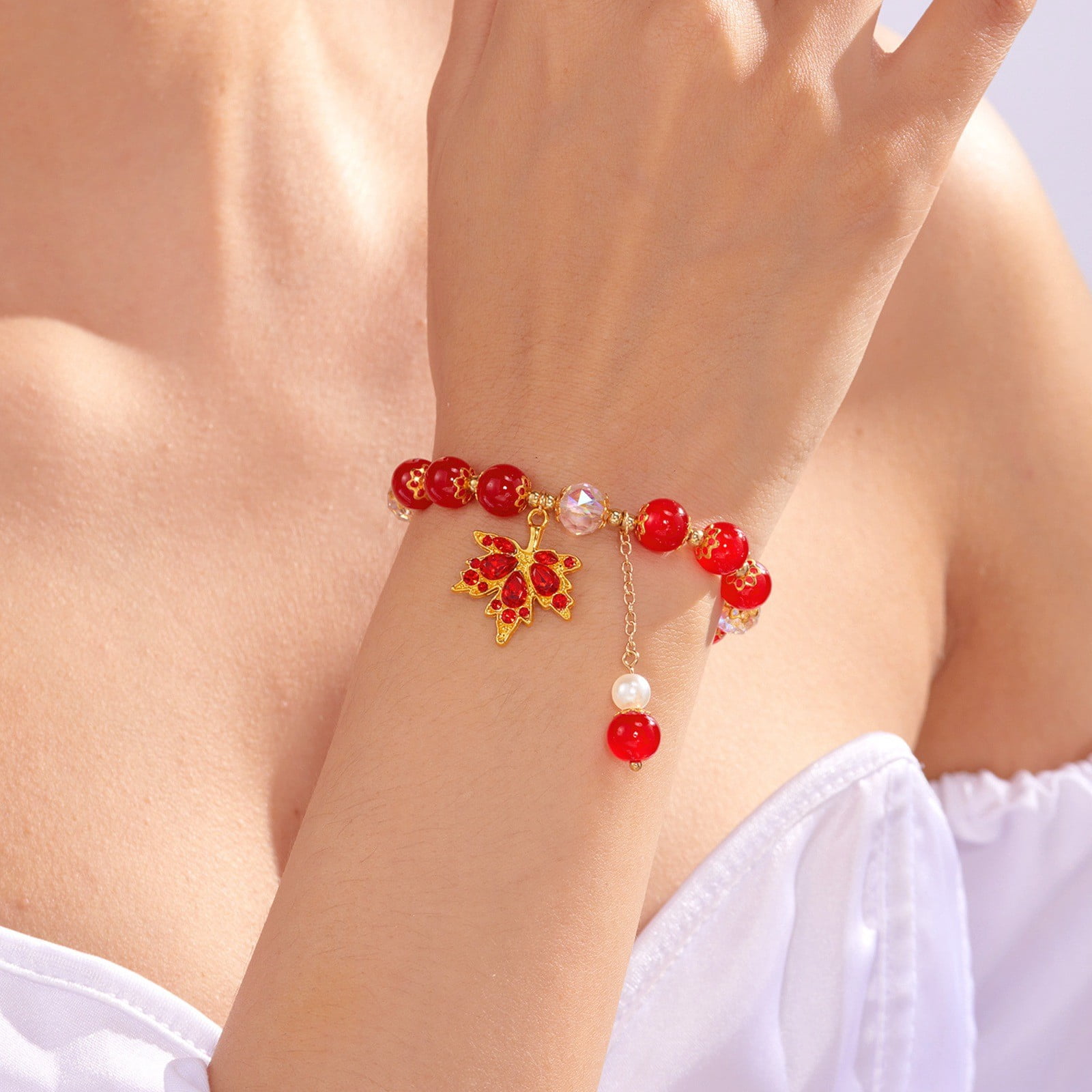 Bracelet Feuille D'érable Feizikaw - Bijou Tendance Pour Femme/fille, Cadeau Romantique Pour Anniversaire, Fête, Mariage - 11