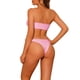 thumbnail image 3 of Conjuntos de bikini de dos piezas con estampado floral para mujer, parte superior tipo halter y parte inferior triangular con lazo, trajes de baño, color rosa, talla pequeña, 3 of 5