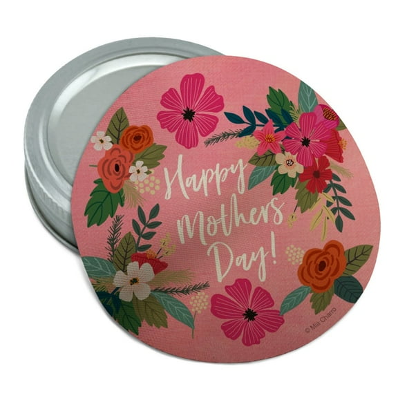 Happy Mother's Day Mom with Flowers Round Rubber Non-Slip Jar Gripper Lid Opener