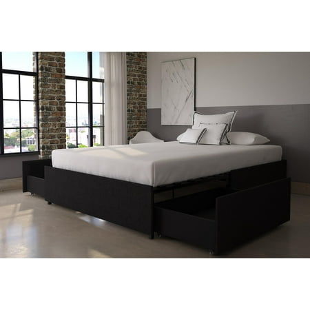DHP Maven Upholstered Platform bed with storage, Gray Linen,