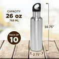 thumbnail image 5 of Stainless Steel Water Bottles 26 oz. Set of 10, Bulk Pack - Reusable, Leak Proof, Perfect for Gym, Hiking, Camping, Outdoor Sports - Silver, 5 of 5