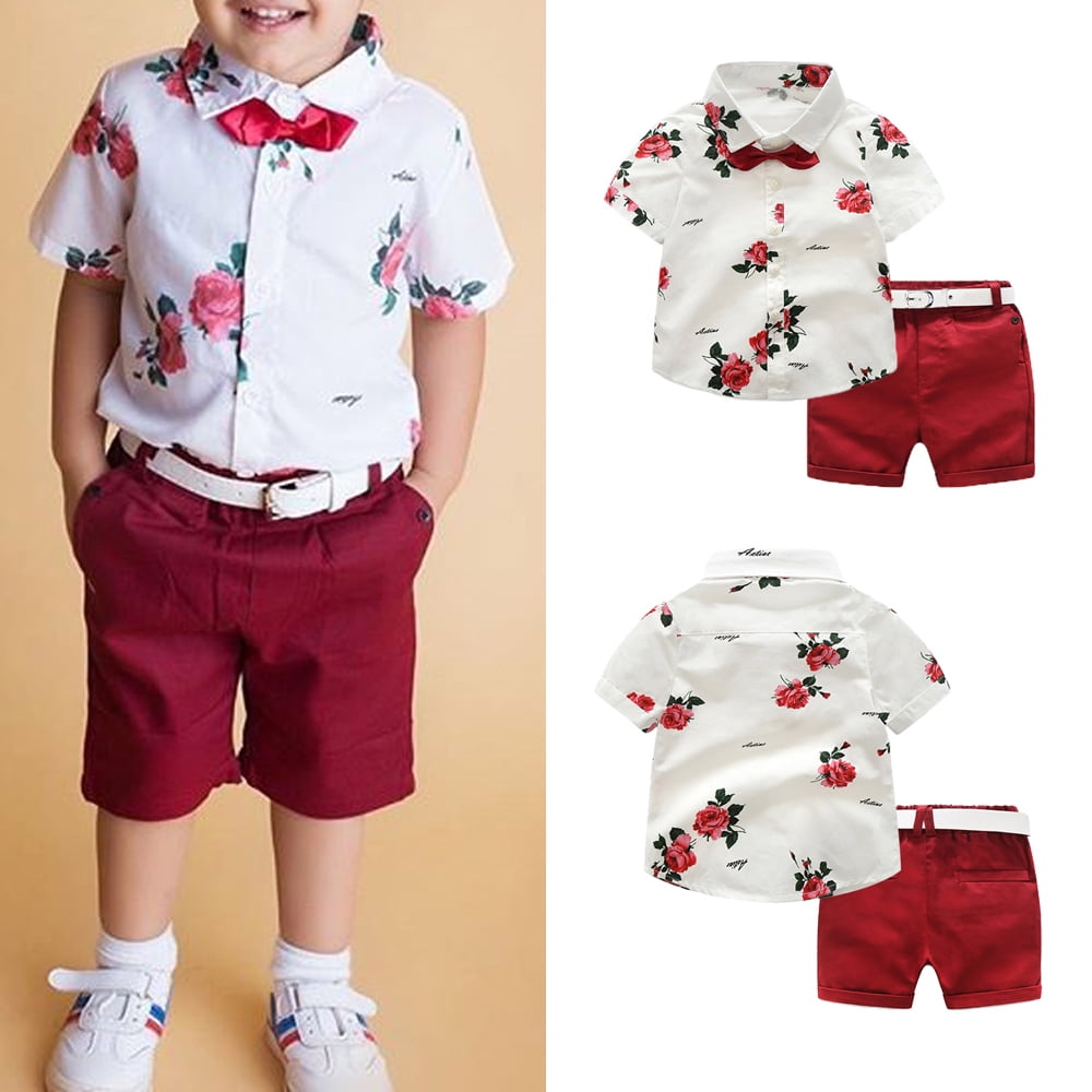 Toddler Boys Gentleman Dress Shirt Formal Party Romper Clothing Bodysuit Outfit 