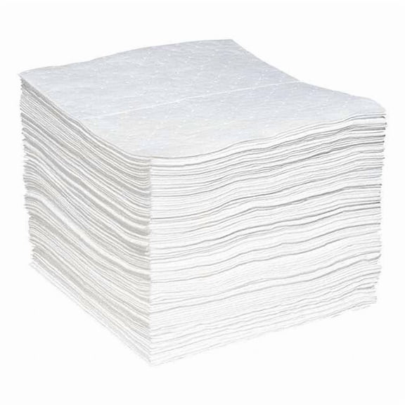 Spilltech Sorbent Pad, 28 gal, 15 in x 19 in, Oil, White, Polypropylene WPL100H