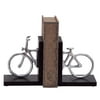 DecMode 6" Bike Silver Wood Bookends (Set of 2)