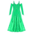 thumbnail image 6 of TiaoBug Women's Glittery Lyrical Dance Costume Hemline Ballroom Modern Contemporary Dance Dress Green M, 6 of 7