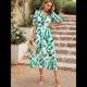 thumbnail image 4 of Vestidos de Verano para Mujer 2025, Informales, con Mangas Abullonadas, Cuello en V, Florales, Estilo Bohemio, Vestido . Verde M, 4 of 10