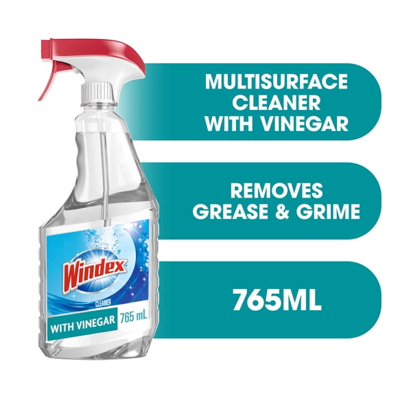 Windex Multi Surface Cleaner with Vinegar, Multi Purpose Cleaner, Glass Cleaner, 765ml