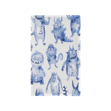 Switch Panel Switch Decoration 2.76x4.53x0.28 Inches Duplex Outlets Switch Plate Wall Plates Living Room Kitchen Bedroom Study Switches Little Blue Cartoon Monsters