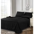 thumbnail image 3 of Celine Linen Holiday Gift Dobby Stripe 1500 Series Percale Wrinkle and Fade Resistant (6-Piece) Bedding Set, King, Black, 3 of 3