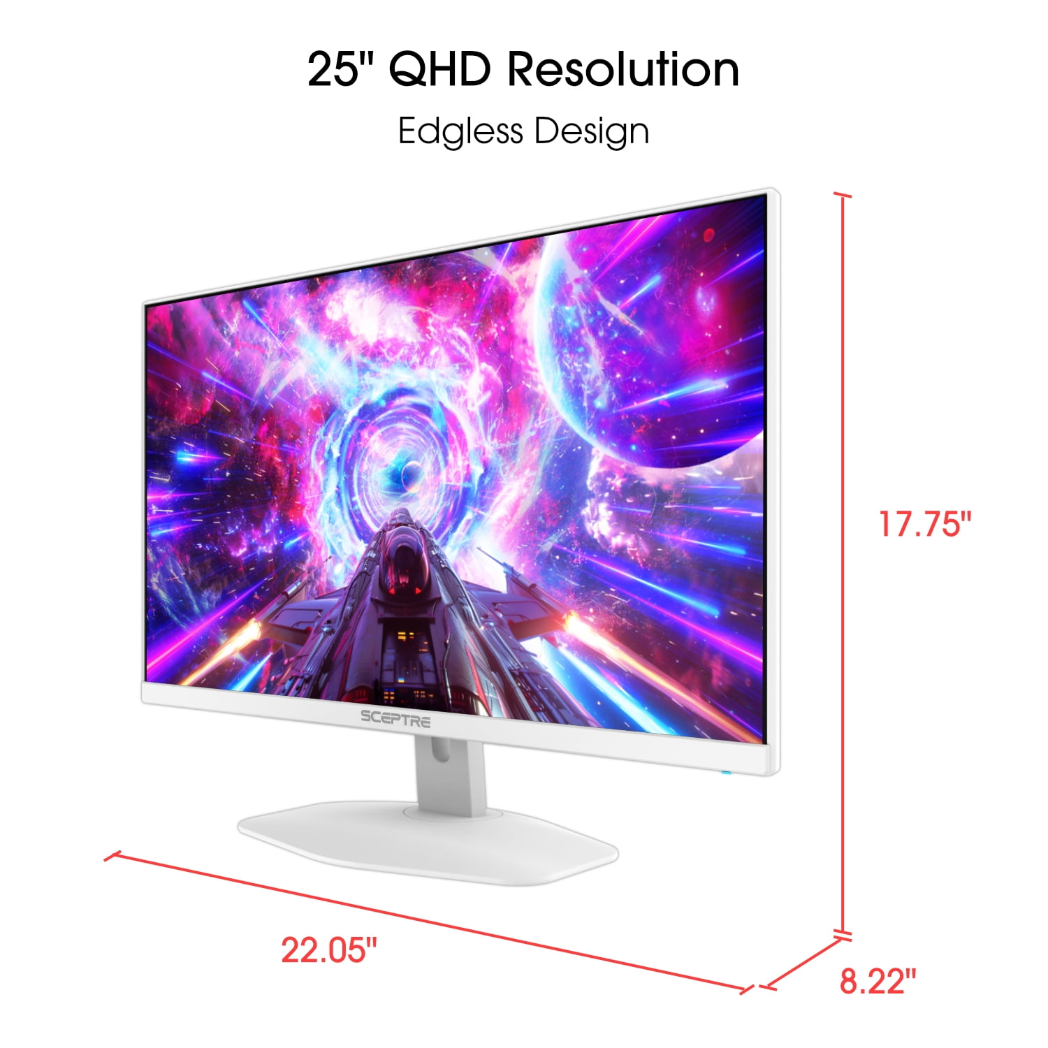Sceptre 24.5-inch Snow-White Eye-Care Gaming Monitor DisplayPort HDMI USB Type-C up to 180Hz, Build-in Speakers (E255B-FW100TW)
