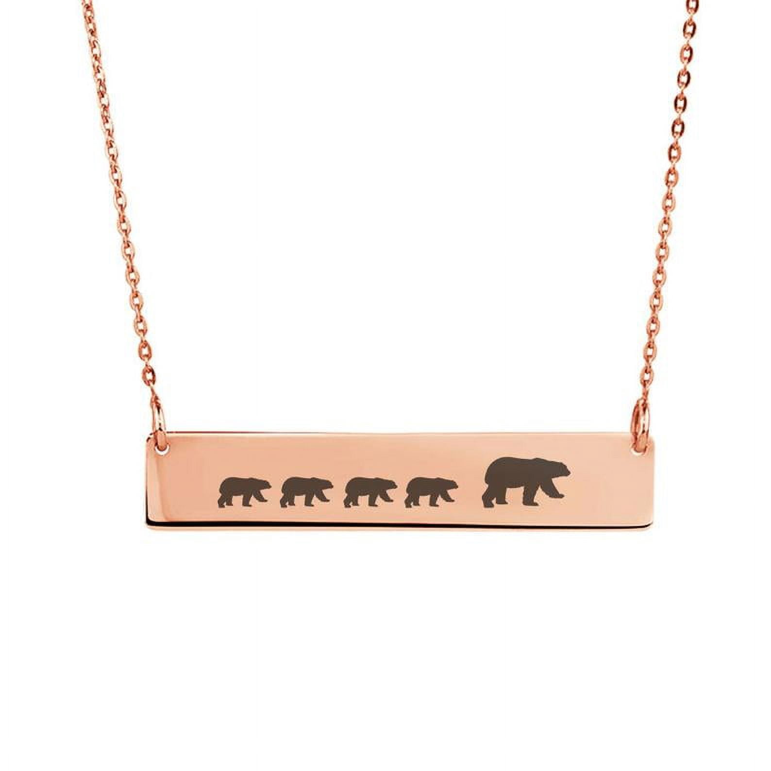 Personalized Rose Gold Mama Bear Cubs Bar Necklace - Custom Gift for Mom - Stainless Steel Bar - Family Bear Necklace - Jewelry Gift for Her - Ships Next Day!