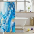 Blue Marble Shower Curtain for Bathroom,Teal White Gold Marble Art