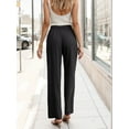thumbnail image 4 of GIRUNS Women's Casual Wide Leg Pants High Waisted Button Loose Pants with Pockets Business Trousers Black L, 4 of 6