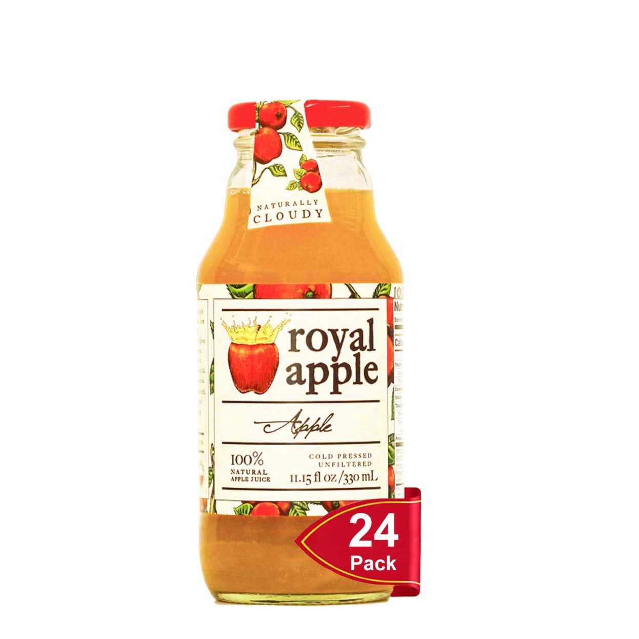 24 Pack Royal Apple 100 Natural Apple Juice No Sugar Added Non Gmo No Preservatives Good Source Of Vitamin C Source Healthy Kids Juice Drink 11 15 Fl Oz 330ml Walmart Com Walmart Com