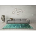 thumbnail image 3 of Ahgly Company Machine Washable Indoor Rectangle Oriental Turquoise Blue Industrial Area Rugs, 7' x 10', 3 of 4