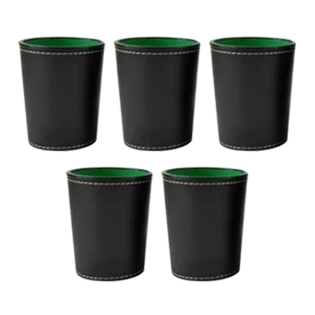 Juego de vasos de dados de cuero PU, 5 uds., con 20 dados de puntos, exquisita sensación de mano, caja agitadora negra para Bar y hogar