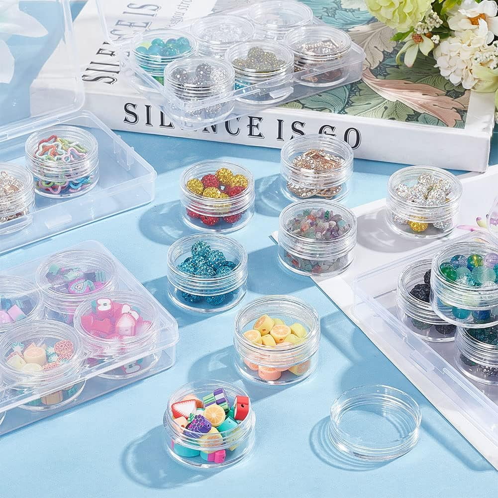 Polypropylene(PP) Beads Organizer Storage Case 6Pcs Polystyrene Removable Individual Box Clear 4x2.2cm 6pcs/set 4 sets/bag