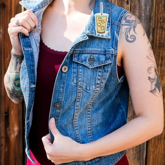 Small Iced Coffee Tumbler Iron On Embroidered Patch