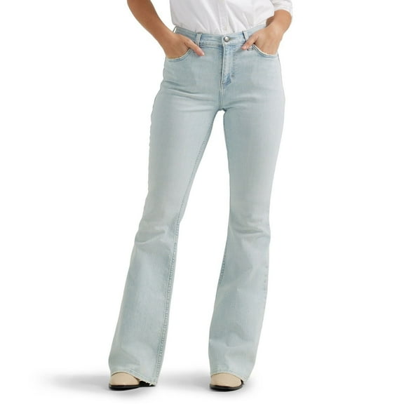 Lee Women's Legendary Mid Rise Flare Jean Denim Comfort  Bright Blue Day New Nwt