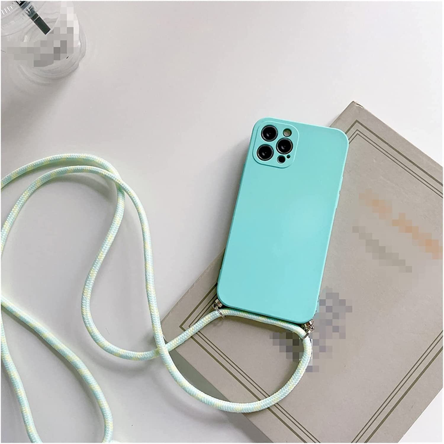 LMEIL Crossbody Leather Lanyard Electroplate Rhomboid Phone Case for iPhone  11 12 13 14 Pro Max XR X XS 7 8 Plus Cover with Chain,A,for iPhone 13Pro