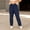 Navy, variant on Lilgiuy Fashion Women's Casual Loose Cotton Linen Ladies Solid Elastic Waist Wide-leg Button Pants All Day Work Office Pants