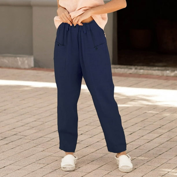 Cargo Pants Women Women's Cotton Linen Pants Casual High Waisted