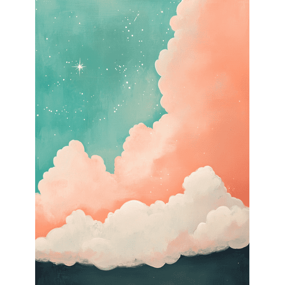 Peachy Sunset Clouds Canvas Wall Art, Perfect for Living Room, Bedroom, Office, Hallway and Dining Room Decoration.