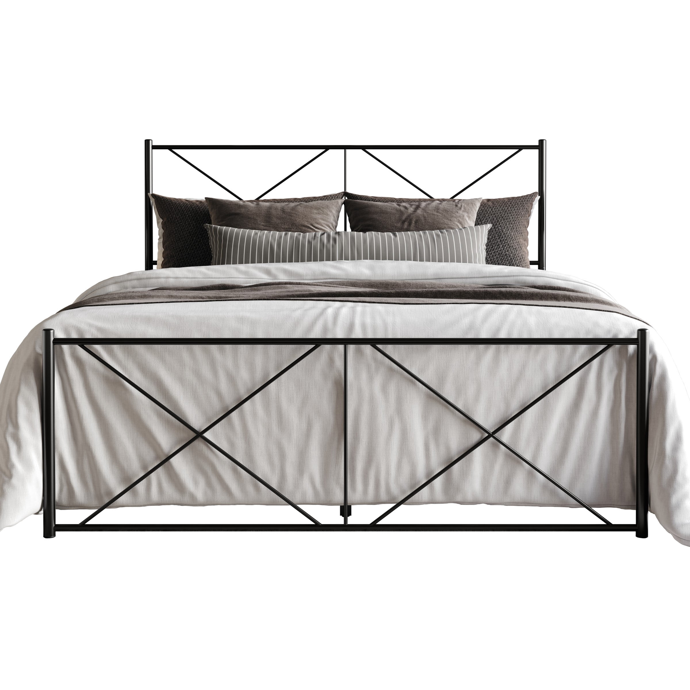 Home Design Sturgis Twin Metal Bed Frame for Adult Bedroom, Platform Style, Black