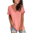 thumbnail image 5 of Women V Neck T Shirts Short Sleeve Loose Tee Pullover Casual Summer Blouse Tops, 5 of 6