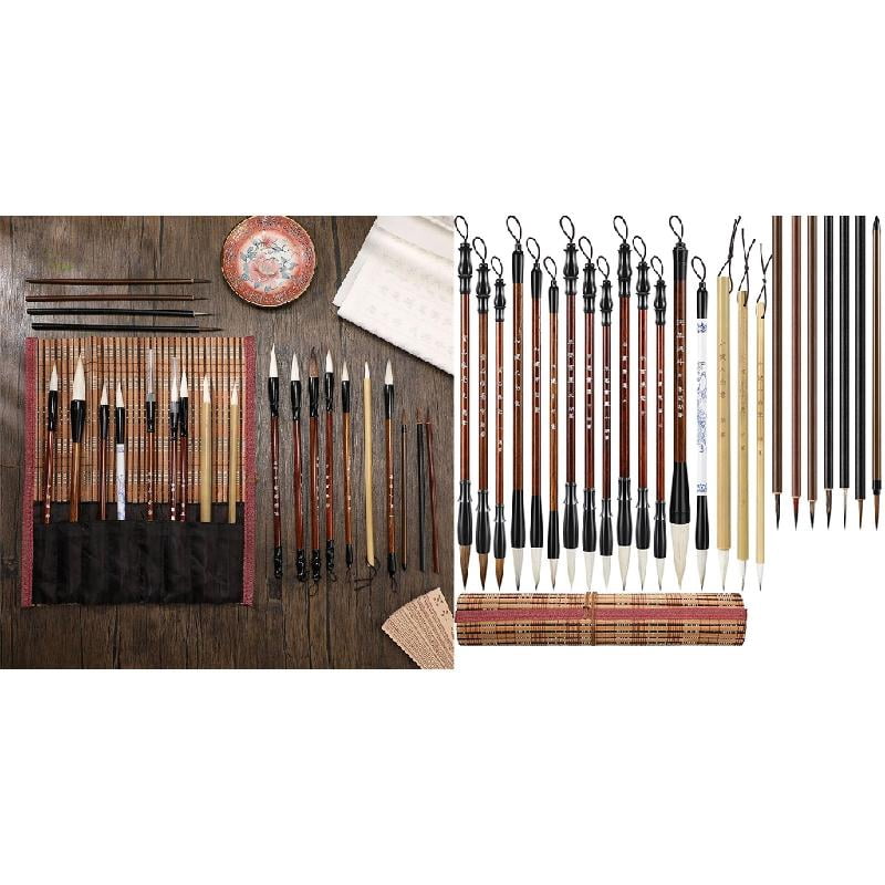 Tizuqe 24Pcs Traditional Chinese Calligraphy Brush Painting Brush Antithetical Couplet Writing Brush Watercolor Paint Brush