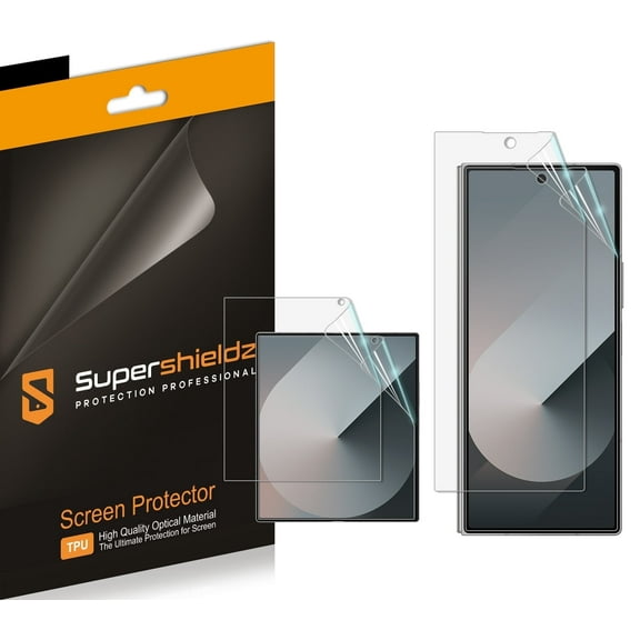 (2 Pack) Supershieldz Designed for Samsung Galaxy Z Fold 6 (2 Main Screen and 2 Front Screen) Screen Protector, High Definition Clear Shield (TPU)