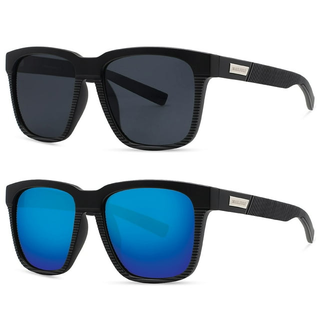 Lentes de Sol Polarizados MAXJULI para Cabezas Grandes Hombre Mujer Paquete de 2