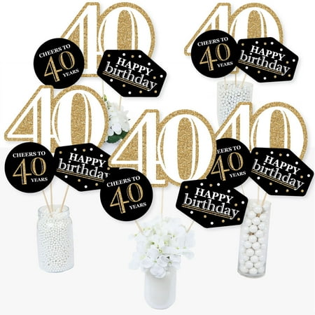 40th Birthday Centerpieces - Adult 40th Birthday - Gold - Birthday Party Centerpiece Sticks - Table Toppers - Set of 15