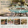 thumbnail image 6 of Round Outdoor Tablecloth with Umbrella Hole and Zipper, Vintage Teal Turquoise Tablecloth with Elastic Waterproof, Farmhouse Florals Leaf Coastal Home Patio Table Covers for 31" - 35" Pool Tables, 6 of 9